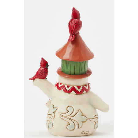 Jim Shore Jim Shore Snowman with Birdhouse Hat Mini Figurine