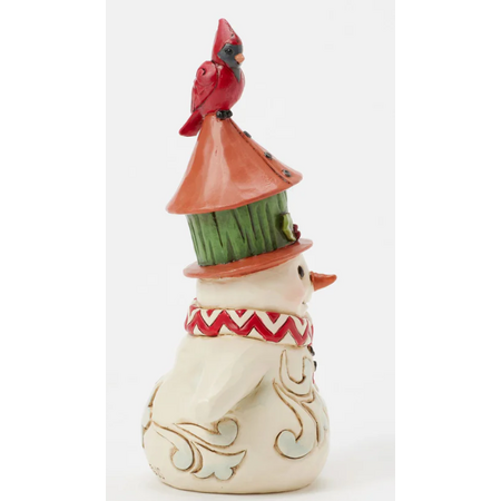 Jim Shore Jim Shore Snowman with Birdhouse Hat Mini Figurine
