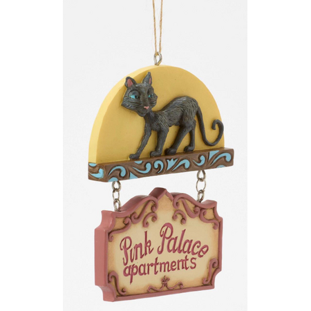 Jim Shore Jim Shore Coraline Black Cat on Pink Palace Sign Ornament
