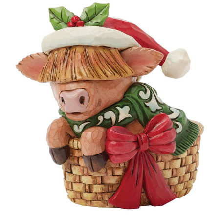 Jim Shore Jim Shore Highland Cow in Basket Mini Figurine