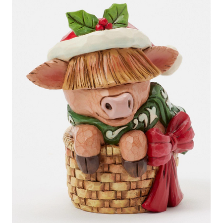 Jim Shore Jim Shore Highland Cow in Basket Mini Figurine