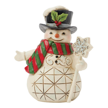 Jim Shore Jim Shore Snowman with Snowflake Staff Mini Figurine