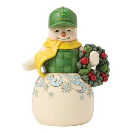 Jim Shore Jim Shore Snowman with John Deere Hat & Wreath Figurine