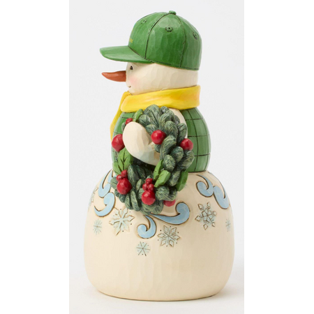 Jim Shore Jim Shore Snowman with John Deere Hat & Wreath Figurine