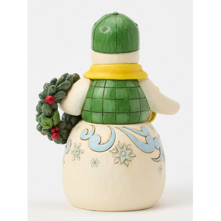 Jim Shore Jim Shore Snowman with John Deere Hat & Wreath Figurine