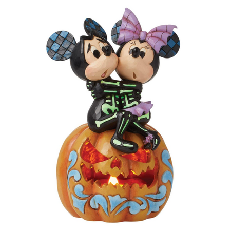 Jim Shore Jim Shore Mickey & Minnie Scared Skeletons LED Figurine