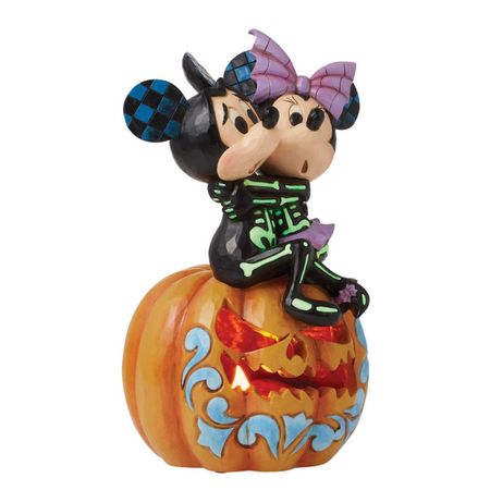 Jim Shore Jim Shore Mickey & Minnie Scared Skeletons LED Figurine