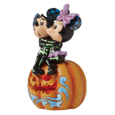 Jim Shore Jim Shore Mickey & Minnie Scared Skeletons LED Figurine