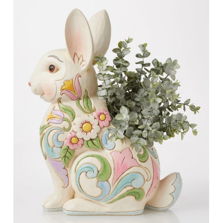 Jim Shore Jim Shore Planter White Floral Rabbit Figurine