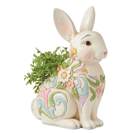 Jim Shore Jim Shore Planter White Floral Rabbit Figurine