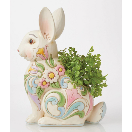 Jim Shore Jim Shore Planter White Floral Rabbit Figurine