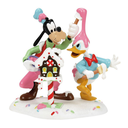 Department 56 Disney Village Goofy and Donald Make a Mess Accessory