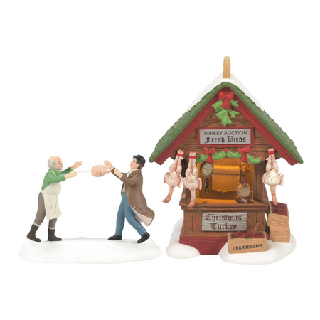 Department 56 Dickens' Village Dressed Turkey Auction Lit Building and Accessory