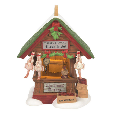 Department 56 Dickens' Village Dressed Turkey Auction Lit Building and Accessory