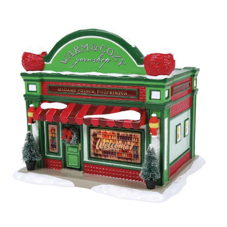 Snow Village Warm & Cozy Yarn Shop Lit Building