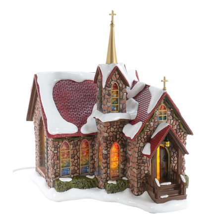 Department 56 Snow Village Chapel of Abundant Grace Lit Building