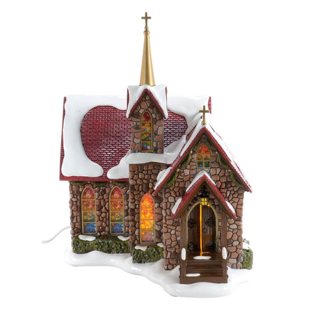 Department 56 Snow Village Chapel of Abundant Grace Lit Building