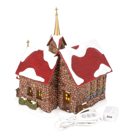 Department 56 Snow Village Chapel of Abundant Grace Lit Building