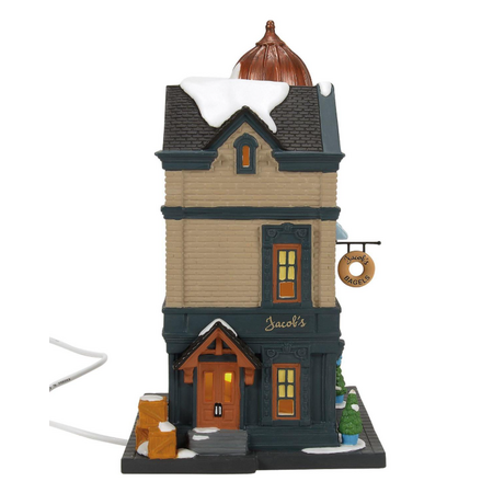 Department 56 Christmas in the City Jacob's Bagel Shop Lit Building