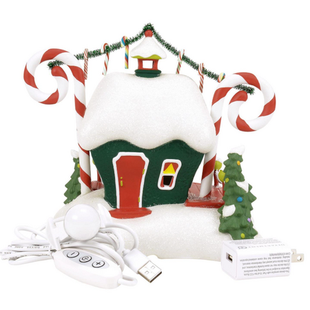Department 56 Grinch Village Who-Ville Candy Cane Twister Lit Building
