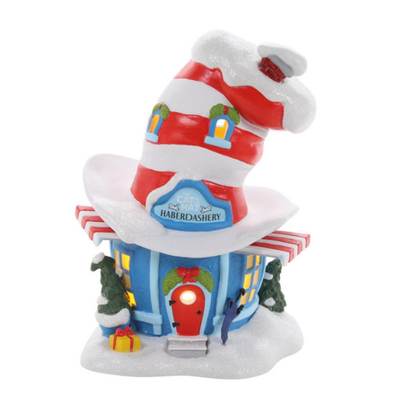 Department 56 Grinch Village Cat in the Hat Haberdashery Lit Building