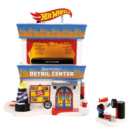 Department 56 North Pole Hot Wheels Detail Center Lit Building