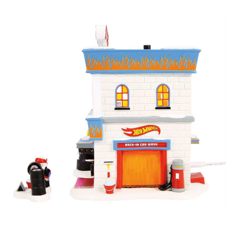 Department 56 North Pole Hot Wheels Detail Center Lit Building