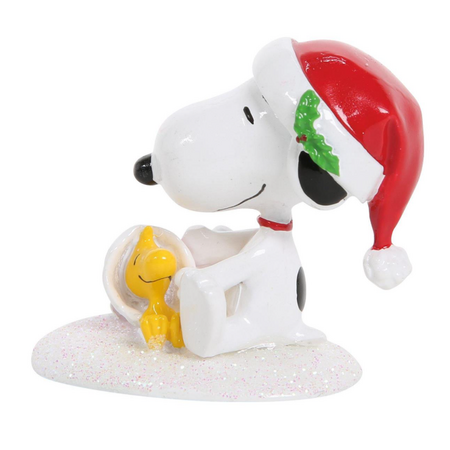 Department 56 Peanuts Village Happy Holidays Snoopy & Woostock Accessory