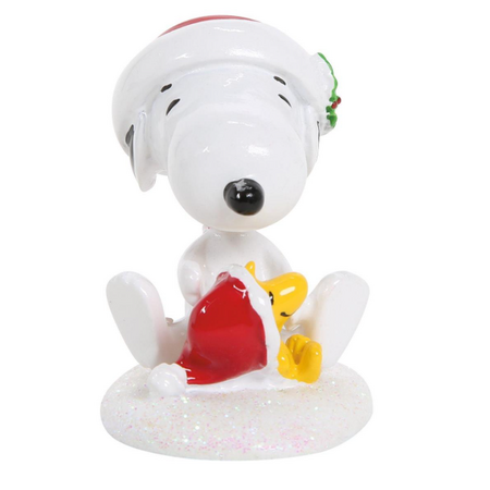 Department 56 Peanuts Village Happy Holidays Snoopy & Woostock Accessory