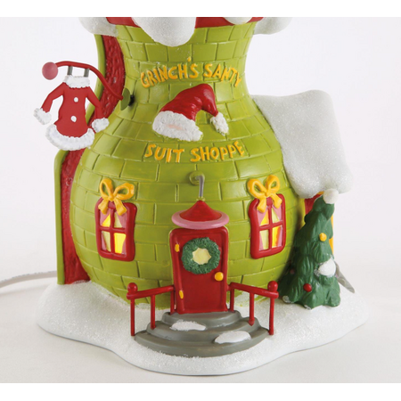 Department 56 Grinch Village Santy Suit Shoppe Lit Building
