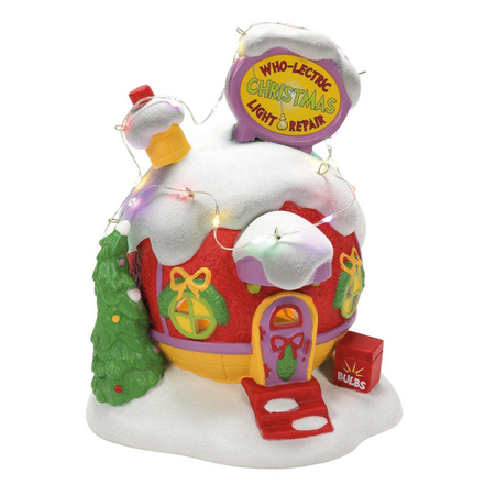 Department 56 Grinch Village Who-Electric Christmas Light Repair Lit Building