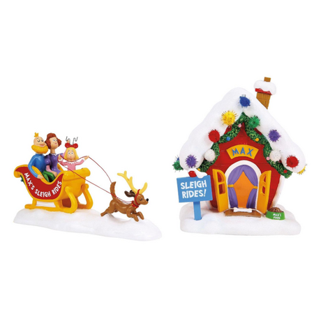 Department 56 Grinch Village Max's Sleigh Rides Lit Building