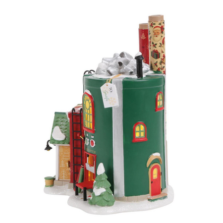 Department 56 North Pole Wrapping Paper Factory Lit Building