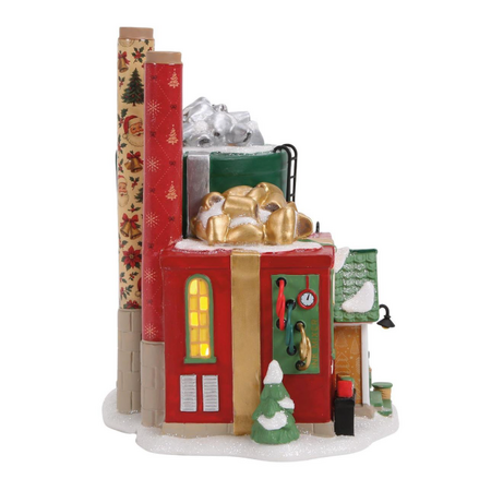Department 56 North Pole Wrapping Paper Factory Lit Building