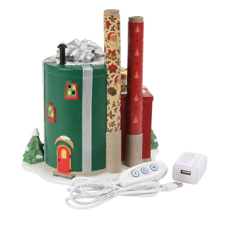 Department 56 North Pole Wrapping Paper Factory Lit Building