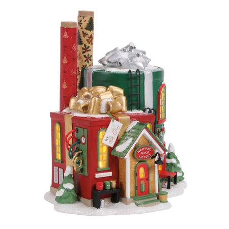 Department 56 North Pole Wrapping Paper Factory Lit Building