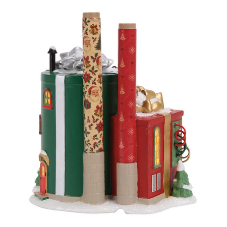Department 56 North Pole Wrapping Paper Factory Lit Building