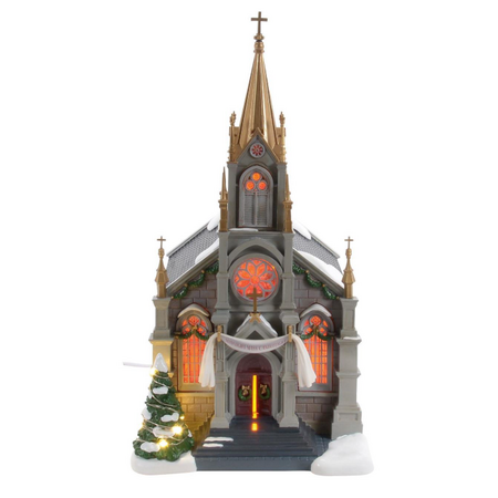 Department 56 Christmas in the City 50th Church of Purposed Faith Lit Building
