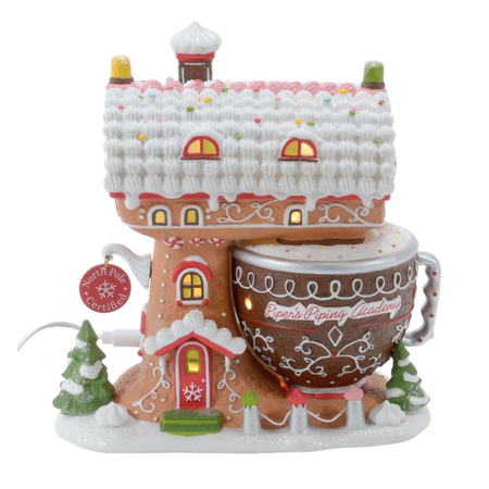 Department 56 North Pole Piper's Piping Academy Lit Building