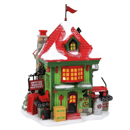 Department 56 North Pole Fifty-Six Wagon Factory Lit Building