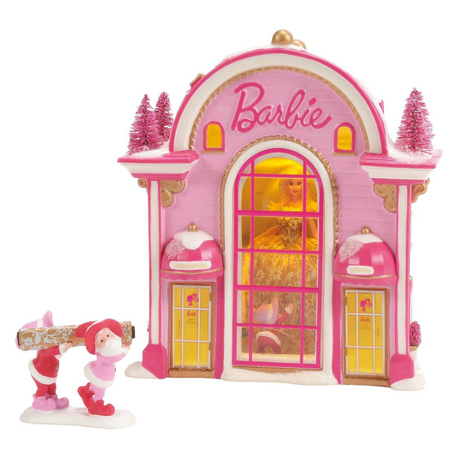Department 56 North Pole Barbie Gown Boutique Lit Building