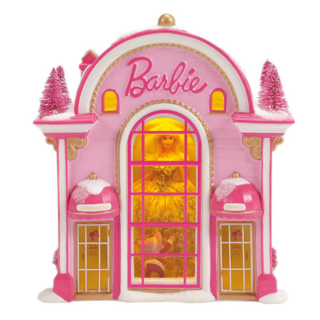 Department 56 North Pole Barbie Gown Boutique Lit Building