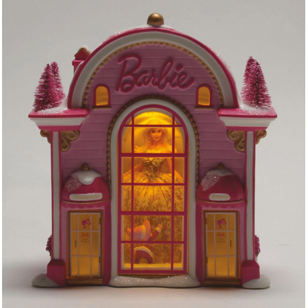 Department 56 North Pole Barbie Gown Boutique Lit Building