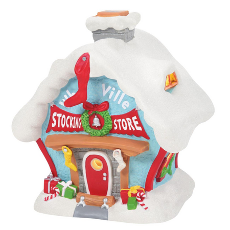 Department 56 Grinch Village Who-Ville Stocking Store Lit Building