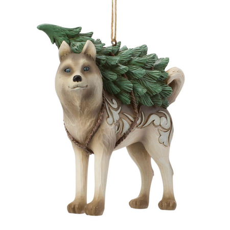 Jim Shore Jim Shore Woodland Husky with Tree Ornament