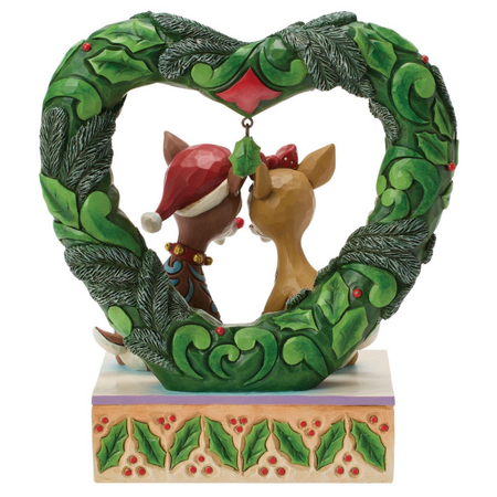 Jim Shore Jim Shore Rudolph & Clarice Heart Wreath LED Figurine