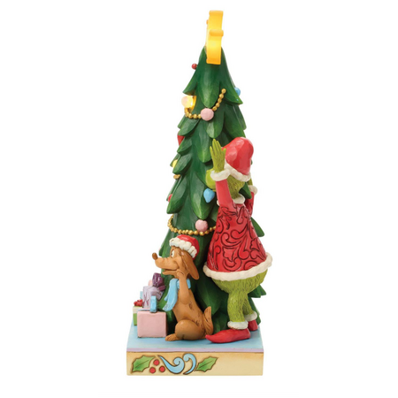 Jim Shore Jim Shore Grinch, Cindy, Max Peeking by LED Tree Figurine