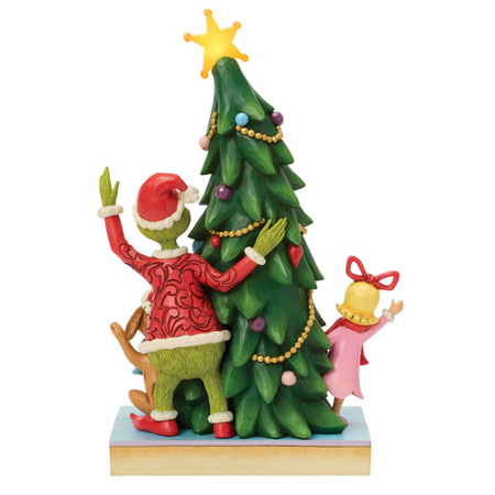 Jim Shore Jim Shore Grinch, Cindy, Max Peeking by LED Tree Figurine