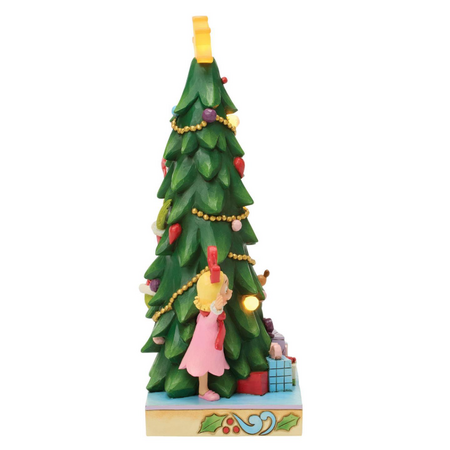 Jim Shore Jim Shore Grinch, Cindy, Max Peeking by LED Tree Figurine