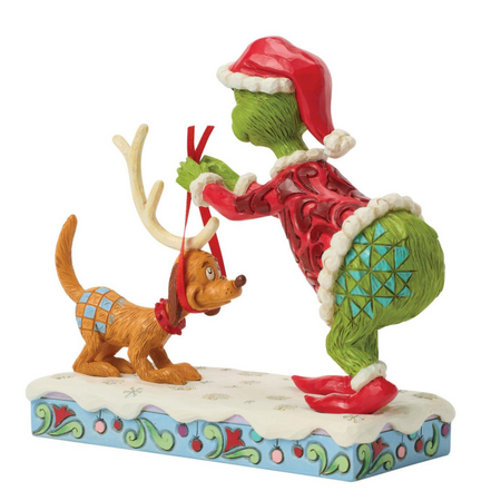 Jim Shore Jim Shore Grinch Trying Antlers on Max Figurine
